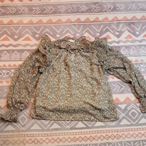 Mine Beige Floral Ruffle Top